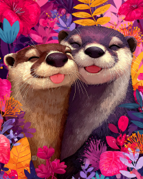 Two Happy Otters