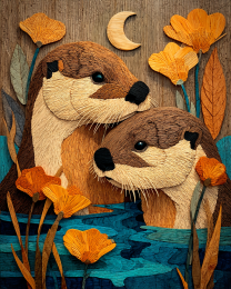 Wood Relief Style Otter Pair