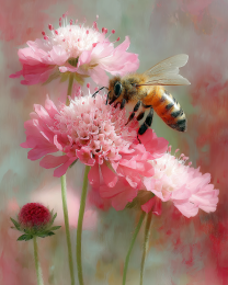Honeybee on Pink Flower