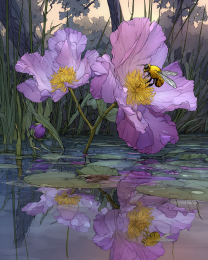 Honeybee Landing on Lavender Flowers