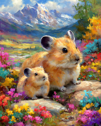 Cute Pika Mom and Baby