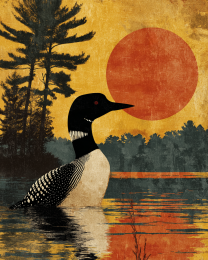 Rustic Loon Vintage Style Wildlife Art Print