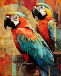 Two Macaw Parrots Vintage Style Wildlife Art Print