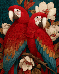 Classic Macaw Parrots Still-Life Vintage Style Wildlife Art Print