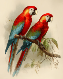 Naturalist Macaw Parrots Vintage Style Wildlife Art Print