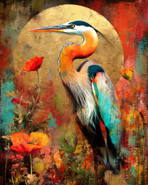 Pop-Art Great Blue Heron Wildlife Art Print