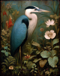 Classic Great Blue Heron Vintage Style Wildlife Art Print