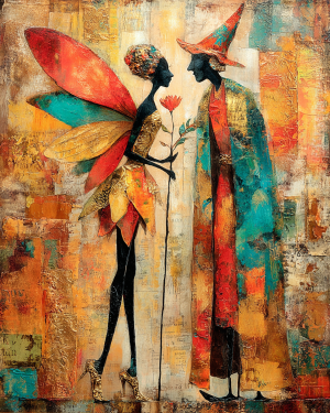 Fairy Thanking a Witch for the Flower Art Print