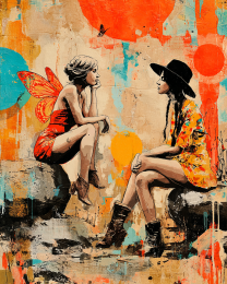 Fairy and Cowgirl Talk Art Print