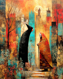 Two Ghouls Meet in the Park Art Print