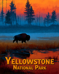 Yellowstone National Park Sunset Bison