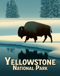 Yellowstone National Park Minimalist Winter Bison