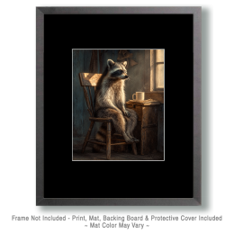 Raccoon Having Tea While Waiting for a Friend Art