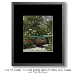 Vintage Capybara in Jungle Bathroom Art