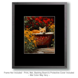 Red Fox in Abandoined Tub in a Garden Art