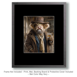 Higland Cow Raises His Whiskey Glass to You Art