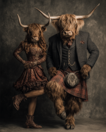 Scottish Higland Cow Couple
