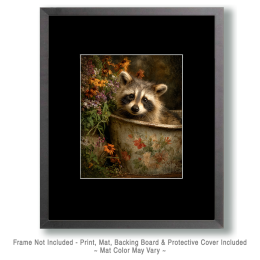 Raccoon in a Vintage Sink Basin Art