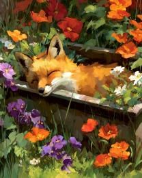 Fox Sleeping in an Old Bathtub