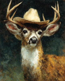 Painterly Buck Deer as a Cowboy