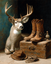 Classic Vintage Style Buck Deer Traveler Still-Life