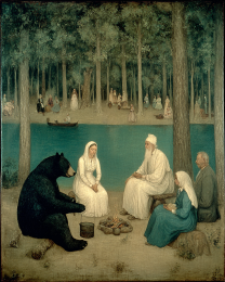 Bear Telling a Story About When She Was Young Art Print