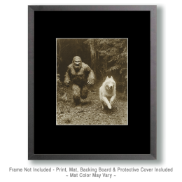 Bigfoot Chasing a White Wolf Art