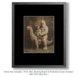 Bigfoot and Child Riding a Brontosaurus Art