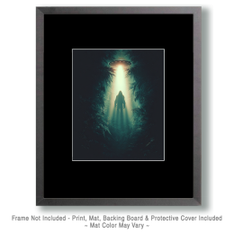 Bigfoot Being Beamed Up to Alien Flying Saucer Art