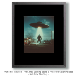 Bigfoot Being Beamed Down From an Alien Flying Saucer Art
