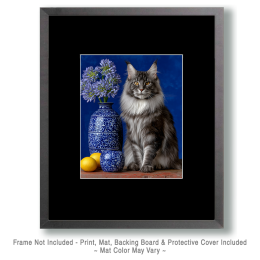 Maine Coon Cat Cobalt Blue Still-Life Art