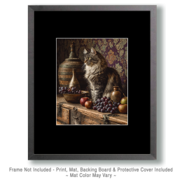 Vintage Maine Coon Cat Still-Life Art