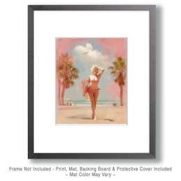 Surfing & Surfers - Pink Beach Bunny Art