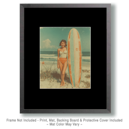 Young Surfer Posing for a Poleroid Art