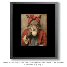 Wolf Enjoying a Cup of Coffee Art