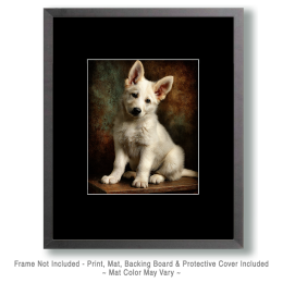 White German Shepherd Puppy Portrait Art