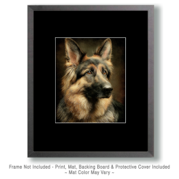 Classic Long-Haired German Shepherd Portrait Art