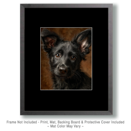 Black German Shepherd Puppy Portrait Art