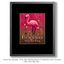 Mid-Century Modern Everglades National Park Pink Flamingo Art