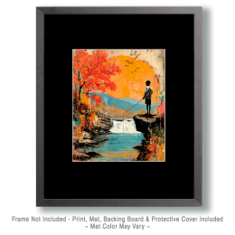 Fishing Downstream from the Falls Art