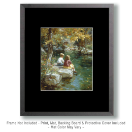 Brother and Sister Fishing Limestone Creek Art