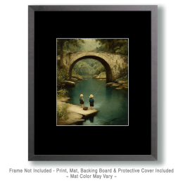 Fishing Below the Old Stone Bridge Art