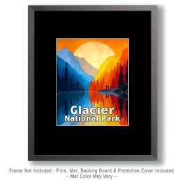 Glacier National Park - Hikers Watch Bright Moonrise Art