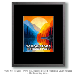 Yellowstone National Park - Hikers Watch Bright Moonrise Art