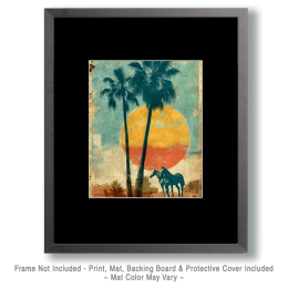 Retro Southwest Horses at Sunrise Art