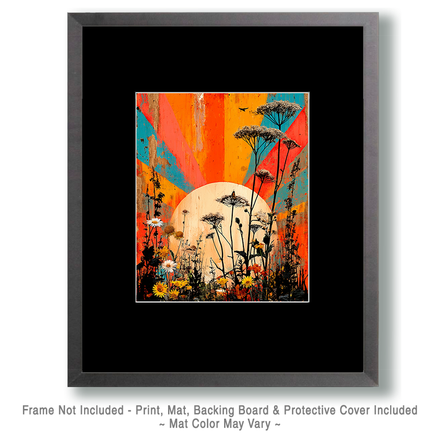 Retro 70's Pop-Art Wildflower Sunset Art