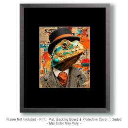 Lizard Gentleman is Suspicious - Pop Surrealism Lowbrow Art
