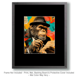 Chimpanzee Journalist - Pop Surrealism Lowbrow Art
