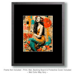 Mermaid & Hibiscus - Pop Surrealism Lowbrow Art