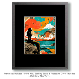 Mermaid Meditating - Pop Surrealism Lowbrow Art